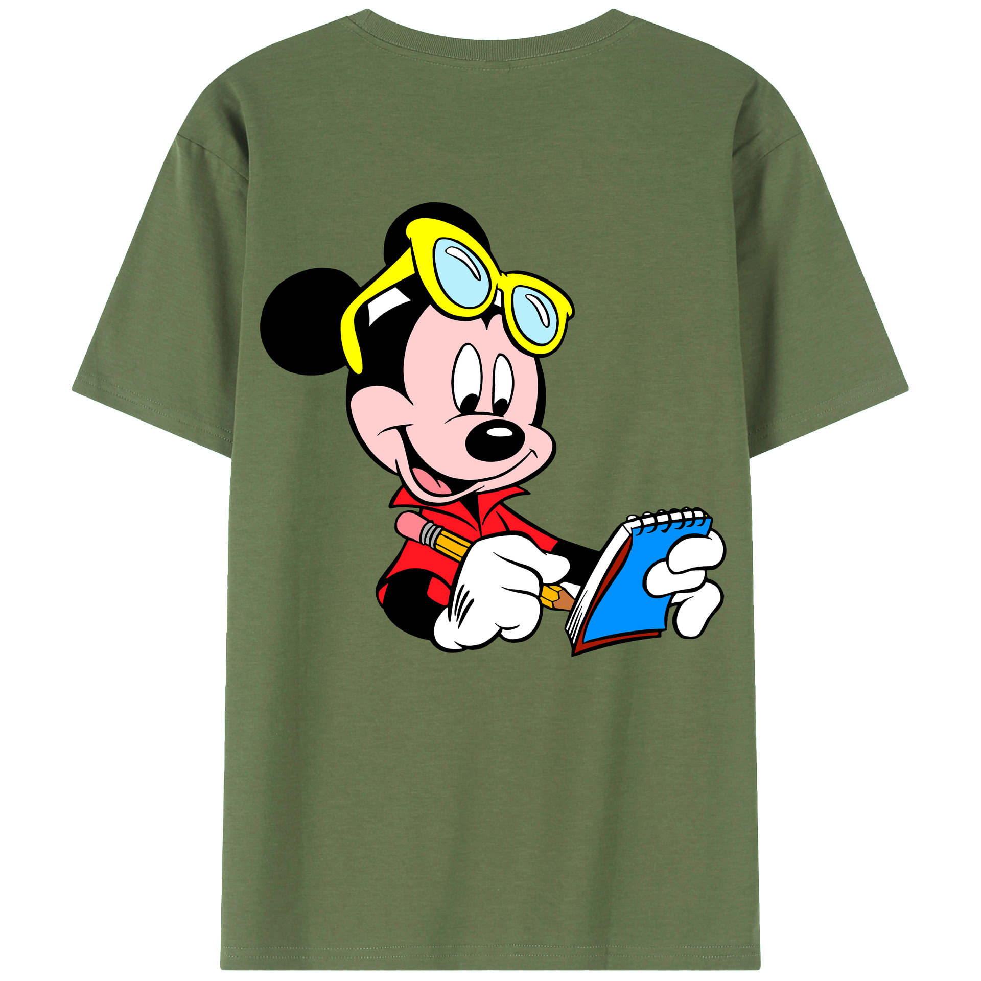 ミッキーマウス Mickey Mouse 綿100％ メンズ半袖Tシャツ（バックプリント） 通気性